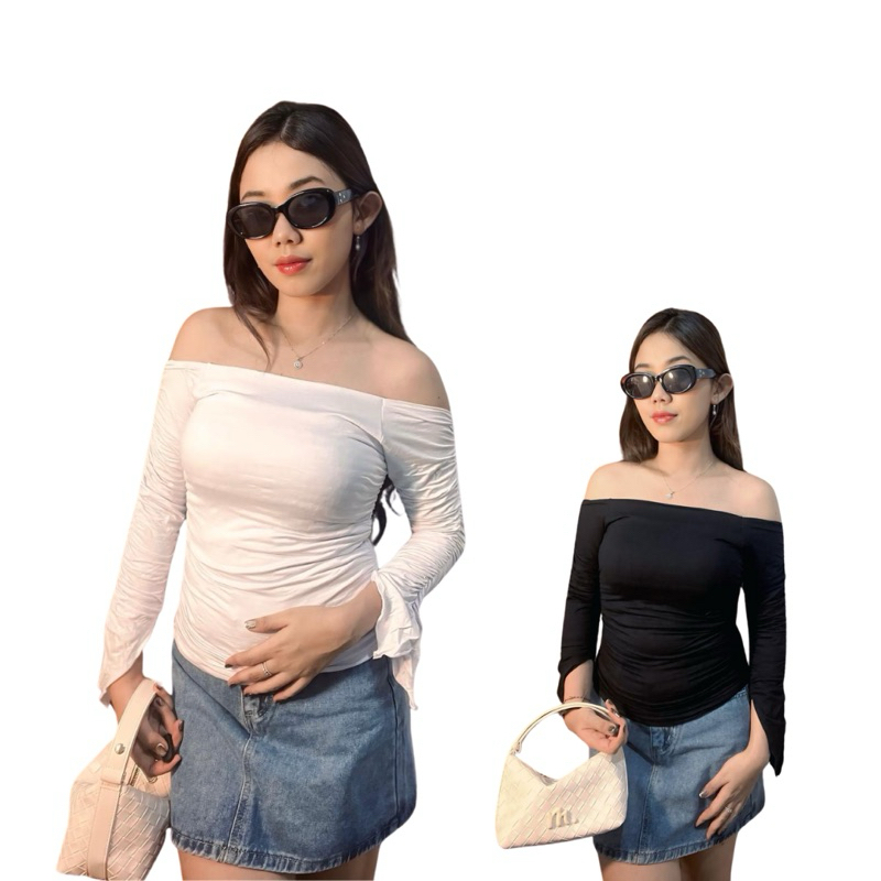 Outfit.Bali | Crop Top Lukas Serut Lengan Panjang