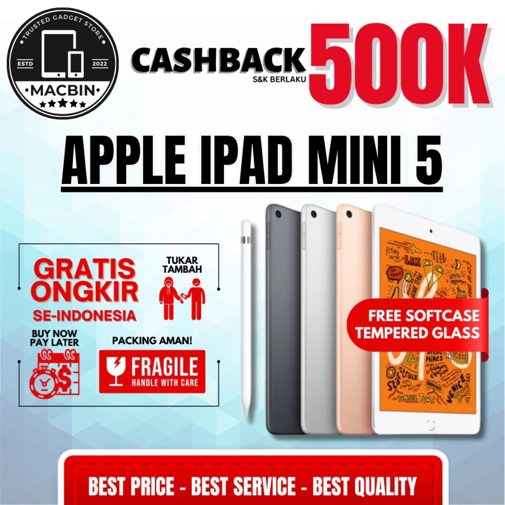 iPad Mini 5 | iPad Mini 4 256GB 128GB 64GB 32GB 16GB Wifi Only & Cellular Second Fullset Original