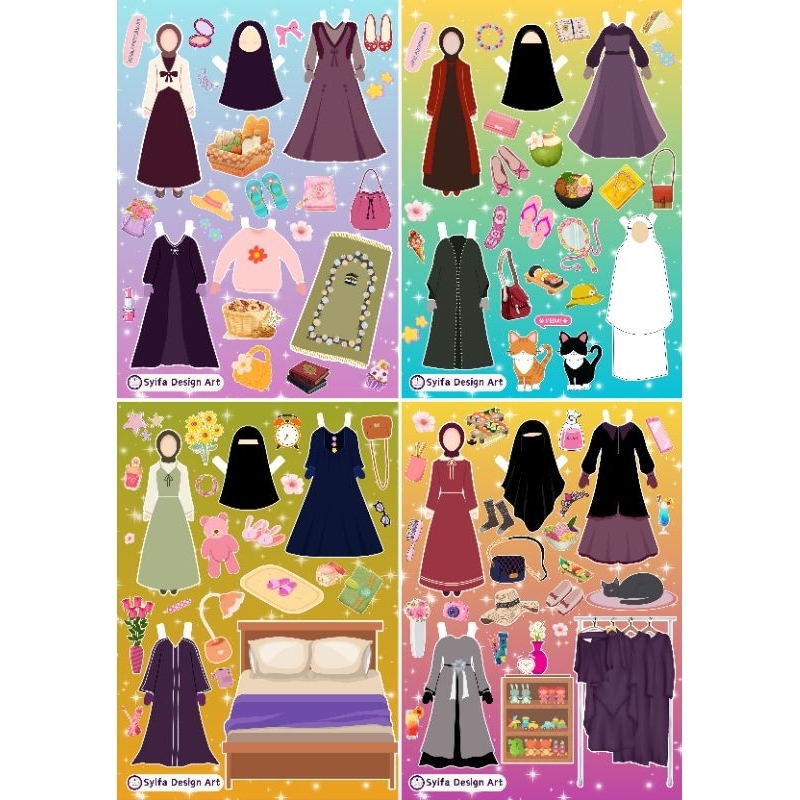Mainan Anak Paper Dolls Hijab Islami BP-BPan Bepe-Bepean Faceless Zaman Dulu