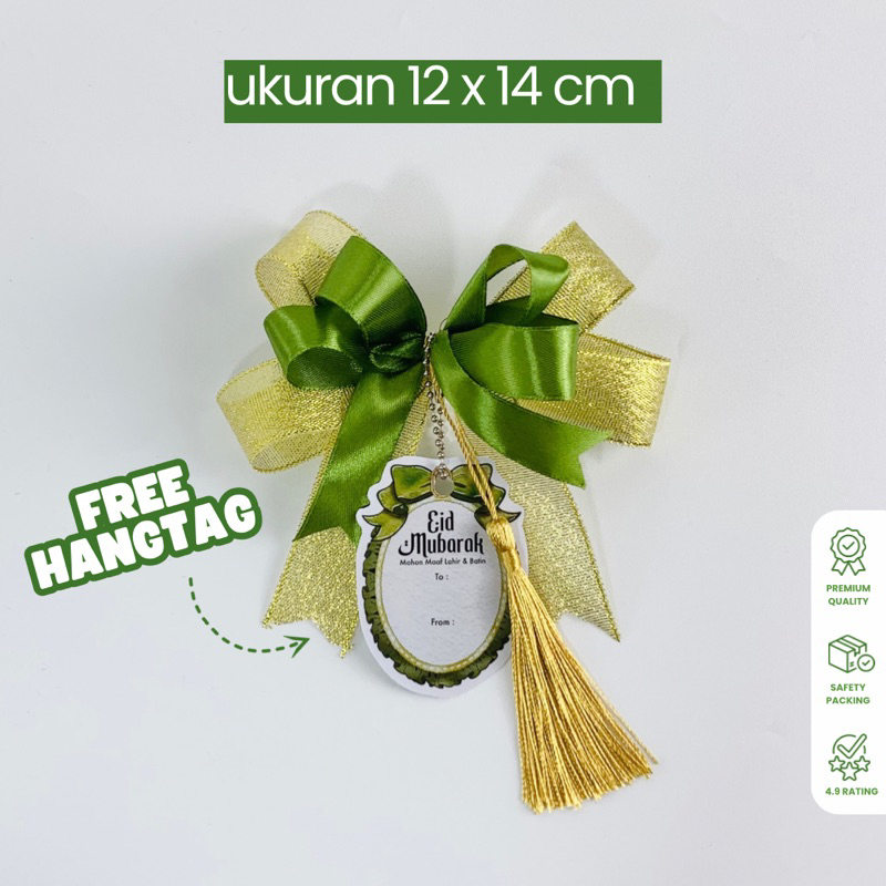 

[ READY STOK ] Hang Tag Ucapan Pita | Pita Hampers Satin Tali Pita Motif Idul Fitri