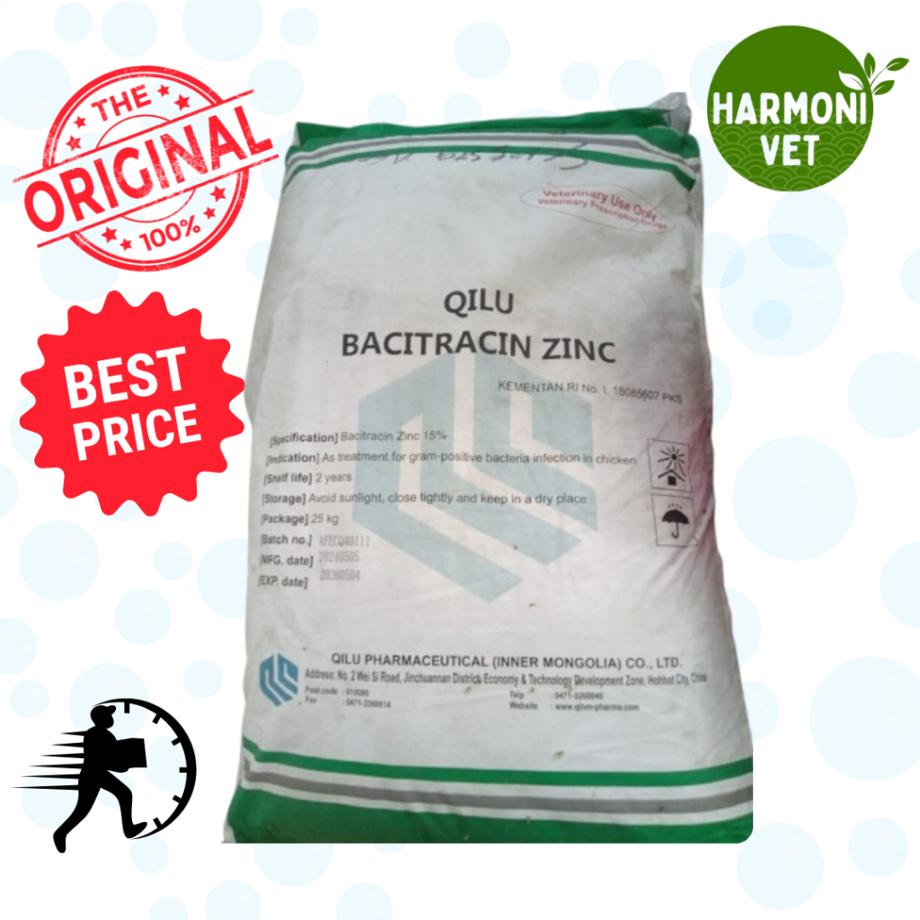 QILU BACITRACIN ZINC 15% (25 KG)/AGP Ayam Broiler-Zinc Bact 15% - AGP Qilu AYAM/BEBEK