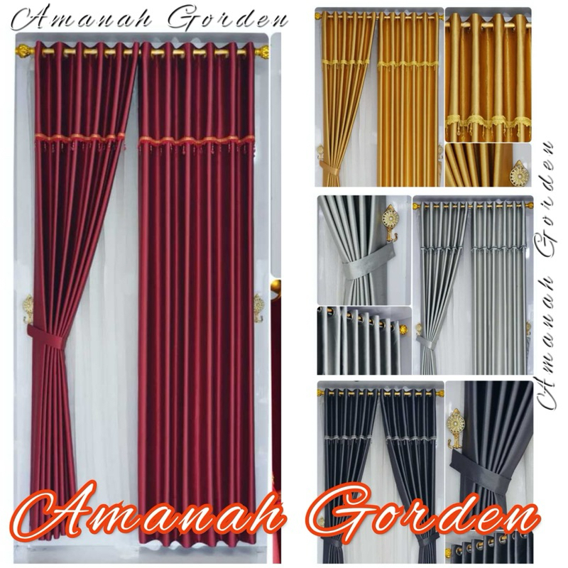 Gorden Poni Lurus Tempel Smokring Renda Gorden Pintu Minimalis Gorden Blackaut Poni