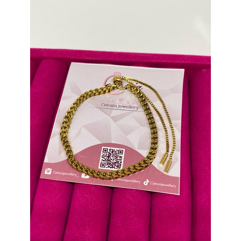 GELANG SERUT SISIK NAGA KOTAK TITANIUM STANLLISE