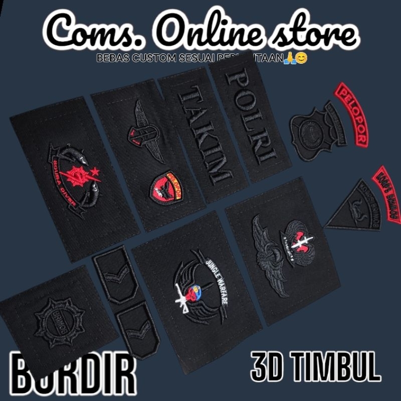 ATRIBUT BRIMOB / PDL HITAM BRIMOB BORDIR TIMBUL 3D EXCLUSIVE