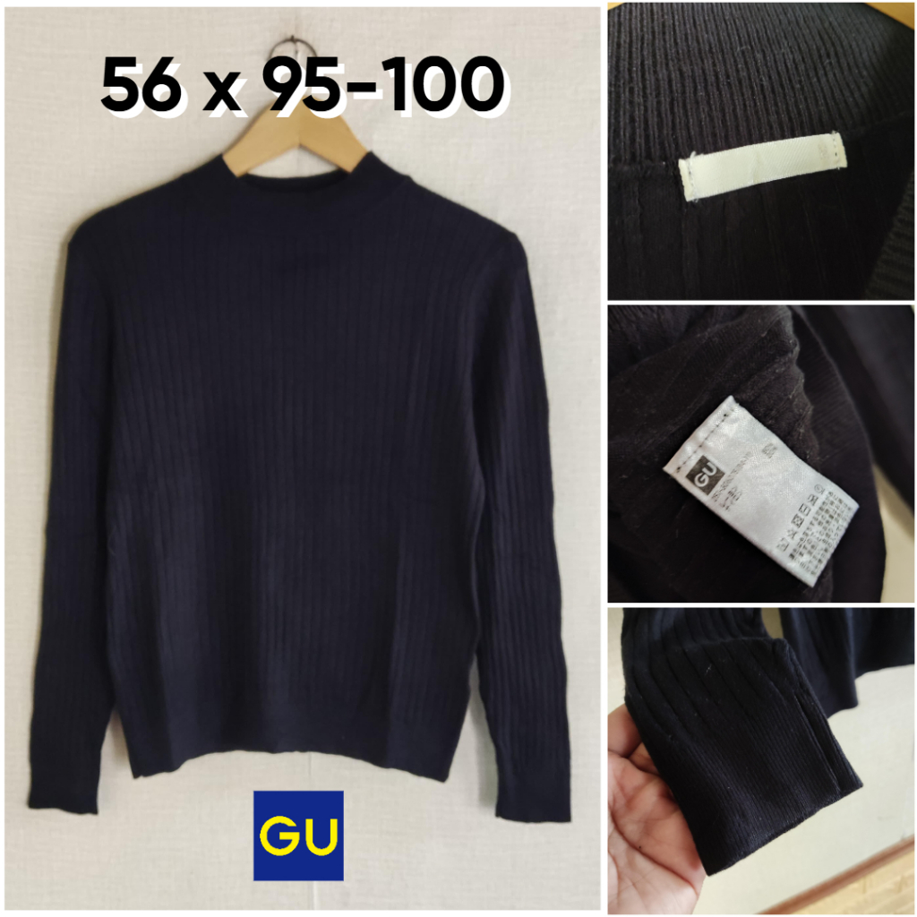Sweater Lidi Knit GU by Uniqlo Hitam Size M Wanita Atasan Cewek Outer Knit Bahan Soft Kutub JH211