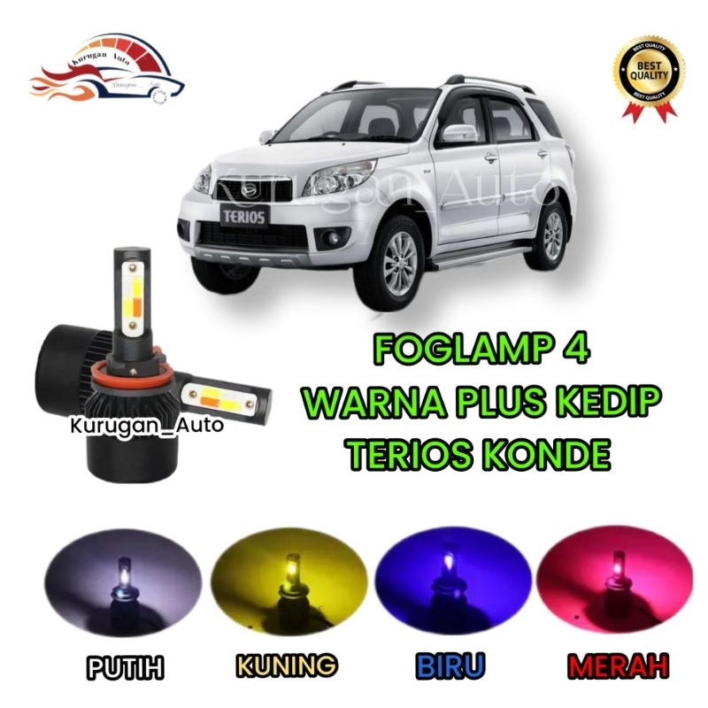 LAMPU FOGLAMP TERIOS KONDE LED 4 WARNA PLUS KEDIP