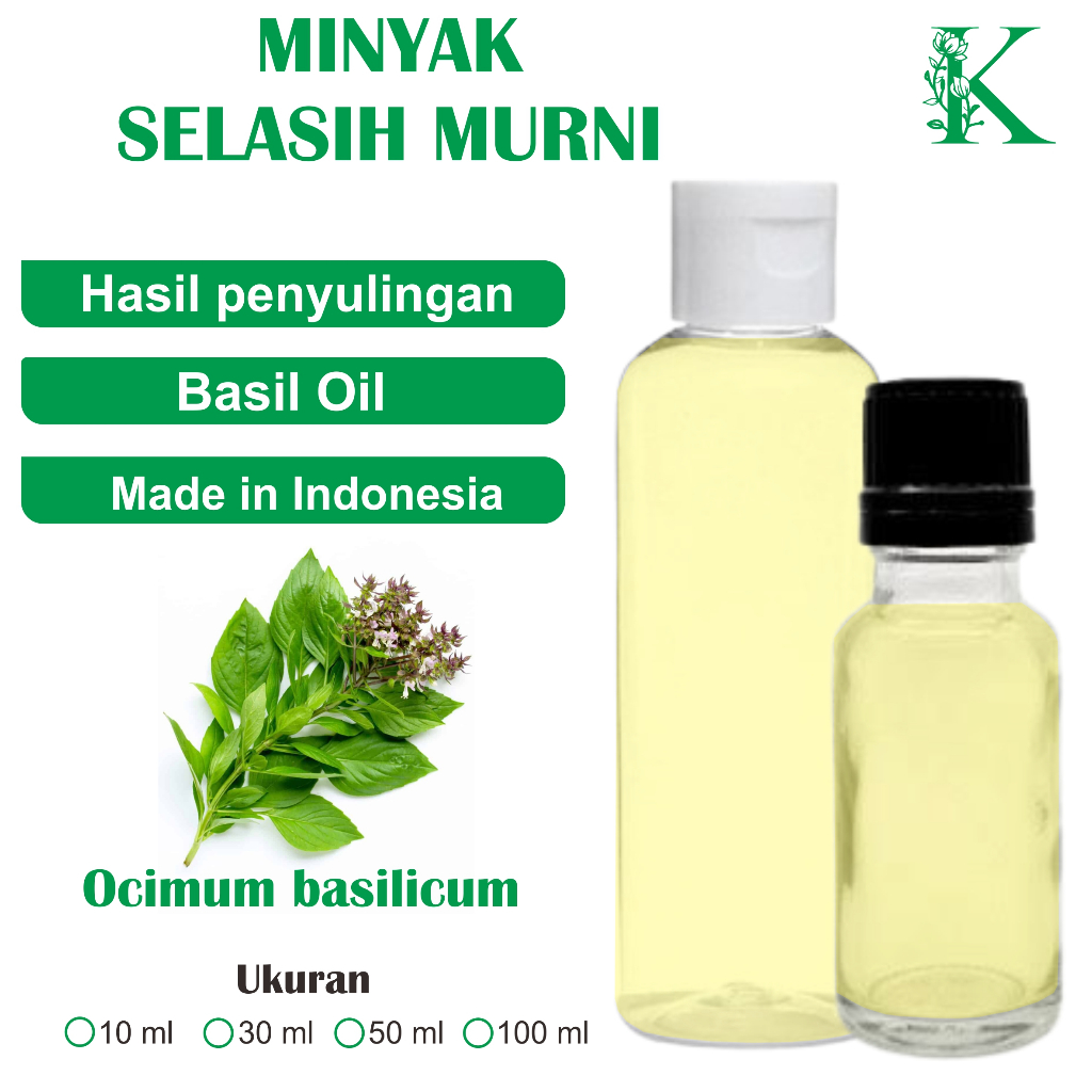 minyak selasih kemangi murni asli tanpa campuran basil oil minyak atsiri 10ml 30ml 50ml essential