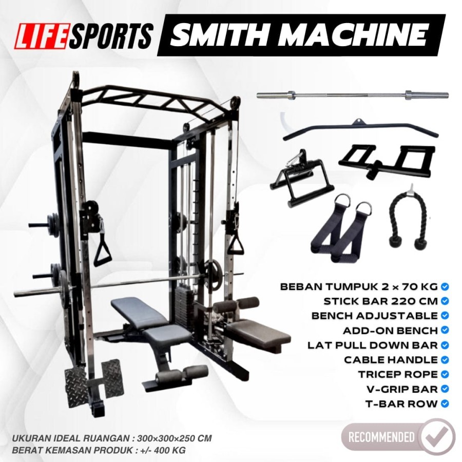 LIFESPORTS - New Alat Olahraga Fitness Smith Machine Beban Tumpuk Multi Magnus X5 Cable Crossover