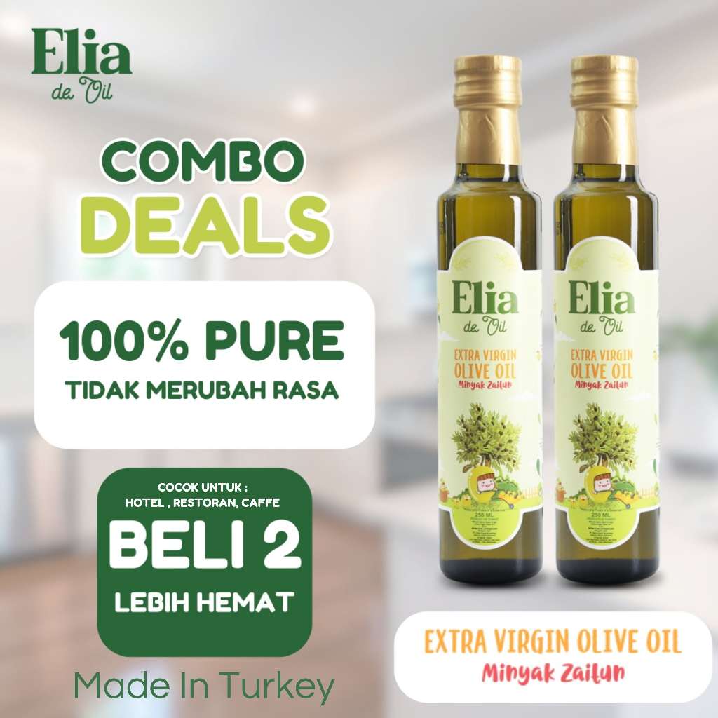 

ELIA DE OIL Paket 2 Botol Olive Oil / Extra Virgin Olive Oil / EVOO / Minyak Zaitun Alami