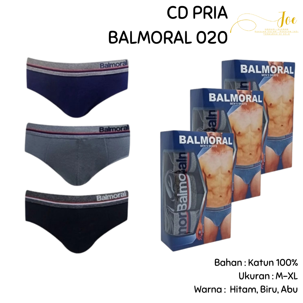 [ISI 3] CD Pria BALMORAL 020 Karet Boxer / Pakaian Dalam Cowok / Celana Dalam Pria