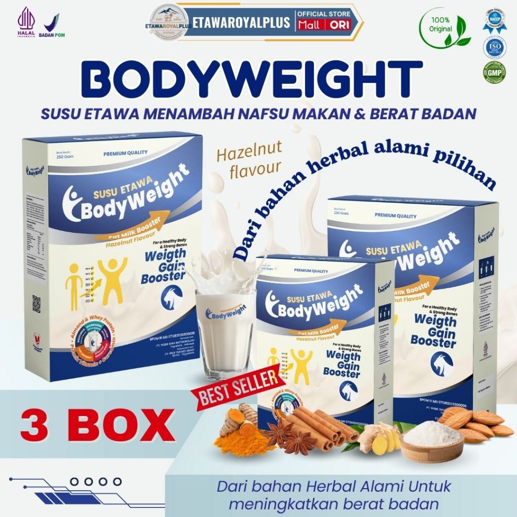 

Susu Etawa Penggemuk Badan Terbaik BodyWeight Susu Kambing Etawa untuk Membantu menyerap kebutuhan nutrisi secara optimal Paket 3 Box Kemasan 250gr