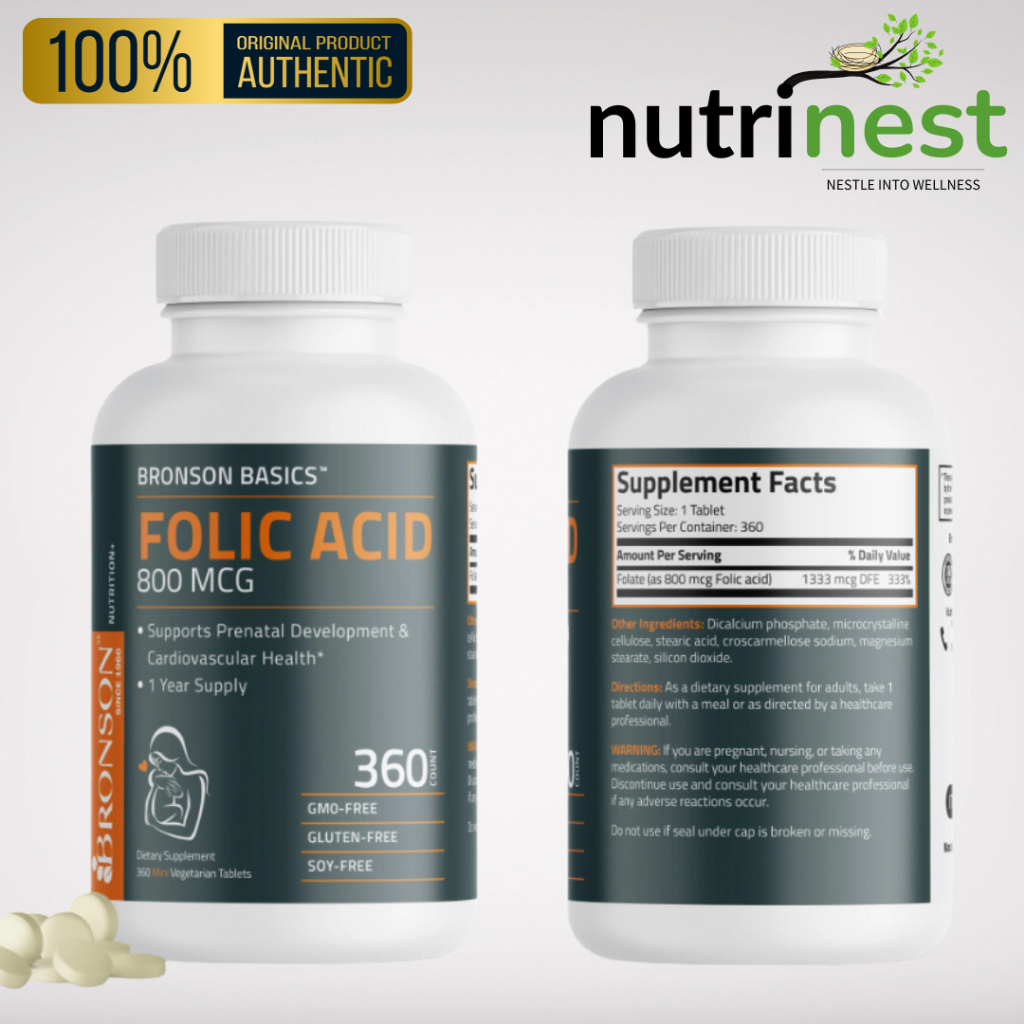 Folic Acid 800MCG Bronson BASICS - 360 Tablets