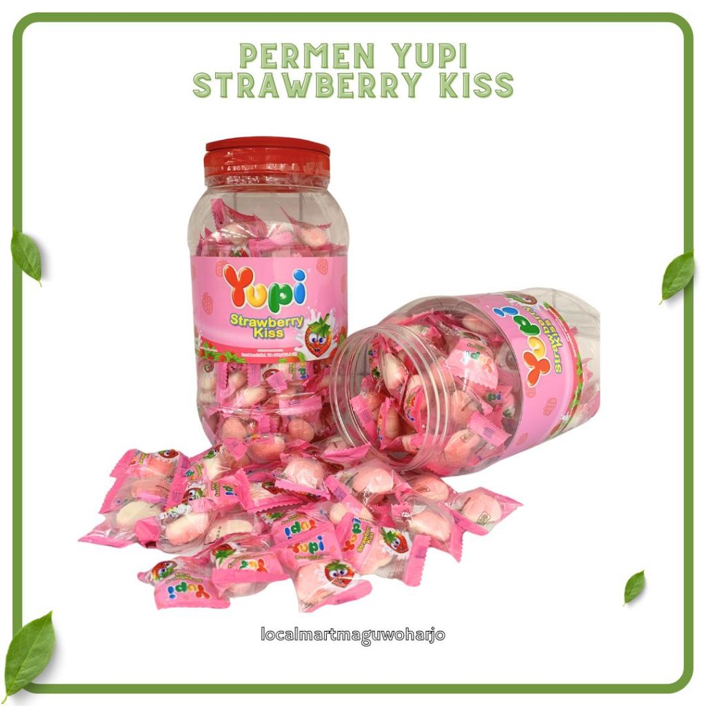 

Yupi Love Toples / Jar Candy Strawberry Kiss Permen Gula Lunak 300Gr (+/- 125Pcs)