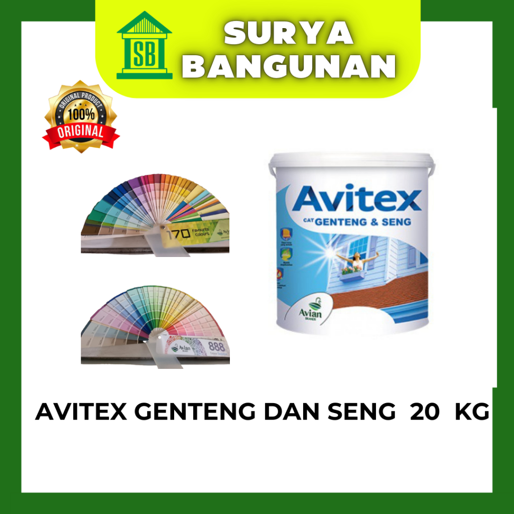 Cat Genteng dan Seng Avitex Roof 20 kg / 1 PAIL Warna