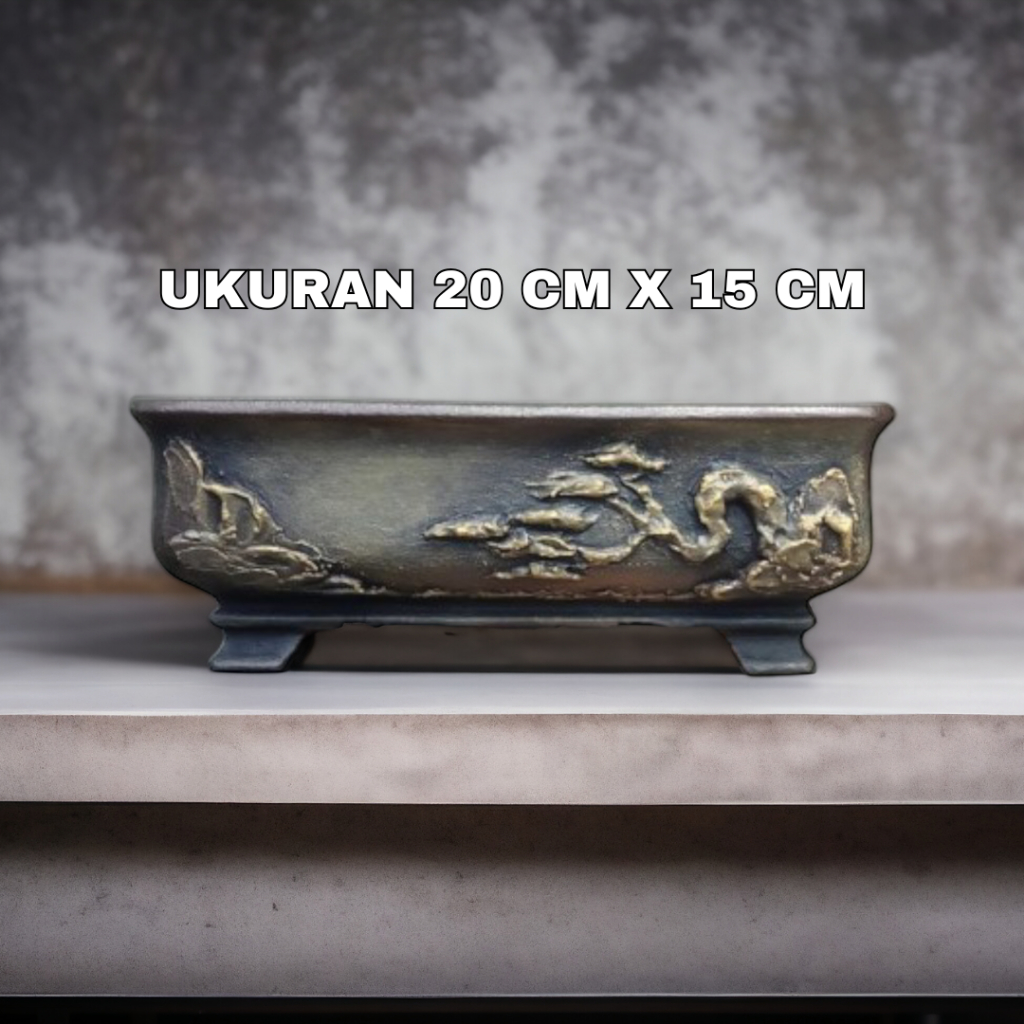 Pot Semen Relief Kotak Small Pot Bonsai Semen Desain Unik