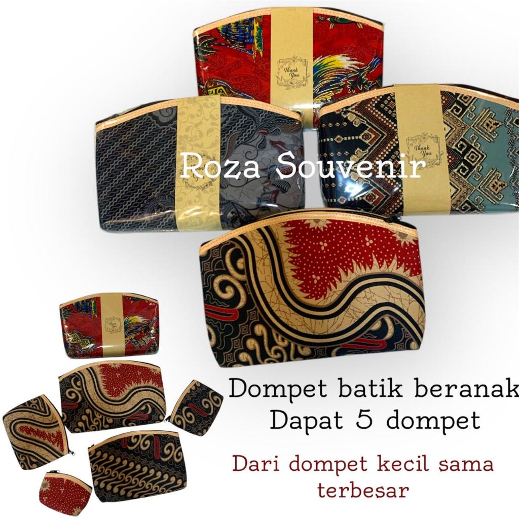 Souvenir Dompet batik beranak (satu set isi 5 ) warna random sudah kemas plastik dan kartu