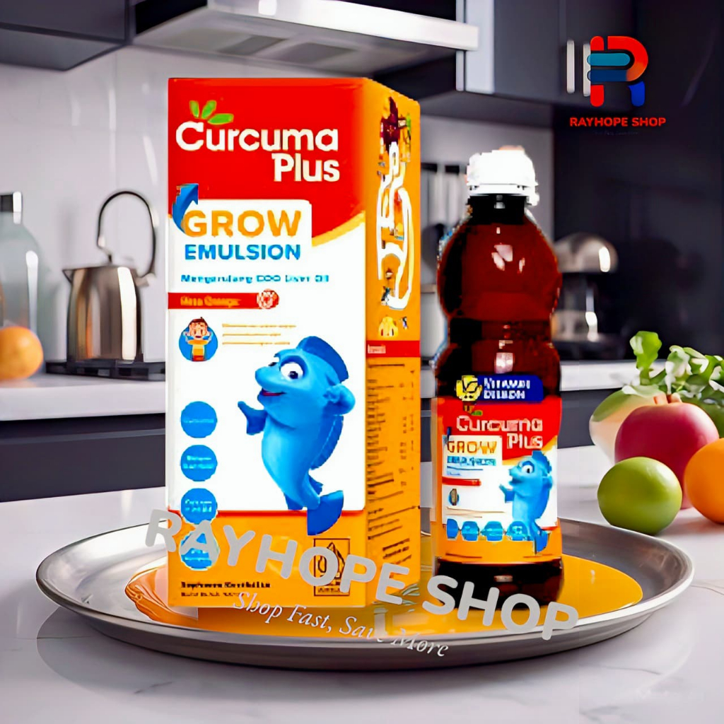 PROMO Curcuma Plus Grow Emulsion rasa Orange Jeruk Diperkaya Kalsium Suplemen Penambah Nafsu Makan P