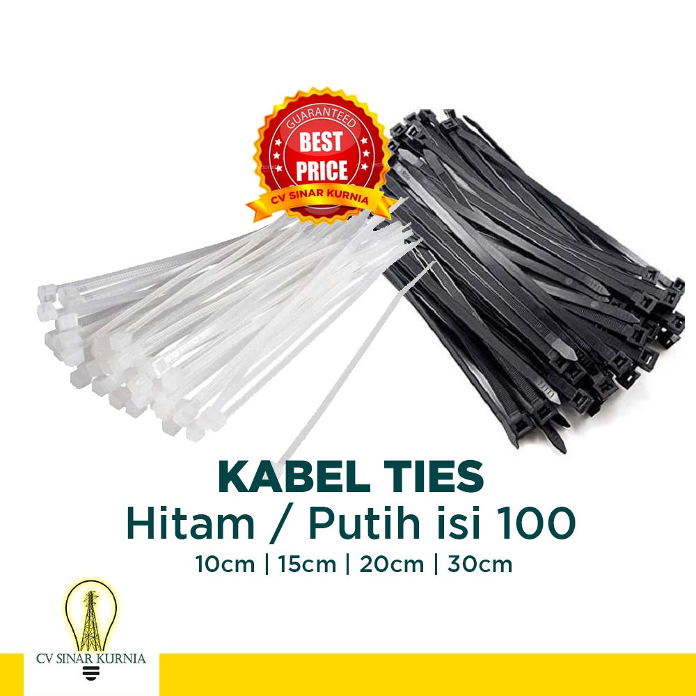 

Kabel Tis / Cable Tie / Kabel Ties | PUTIH/ HITAM Ukuran 10cm/15cm/20cm/30cm Isi 100pcs