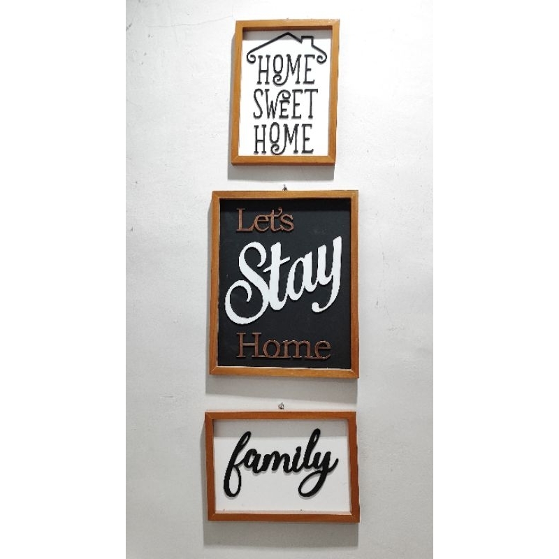 PRELOVED HIASAN DINDING HOME SWEET HOME 1 SET ISI 3 /  DEKORASI RUMAH MINIMALIS / TULISAN DINDING /P