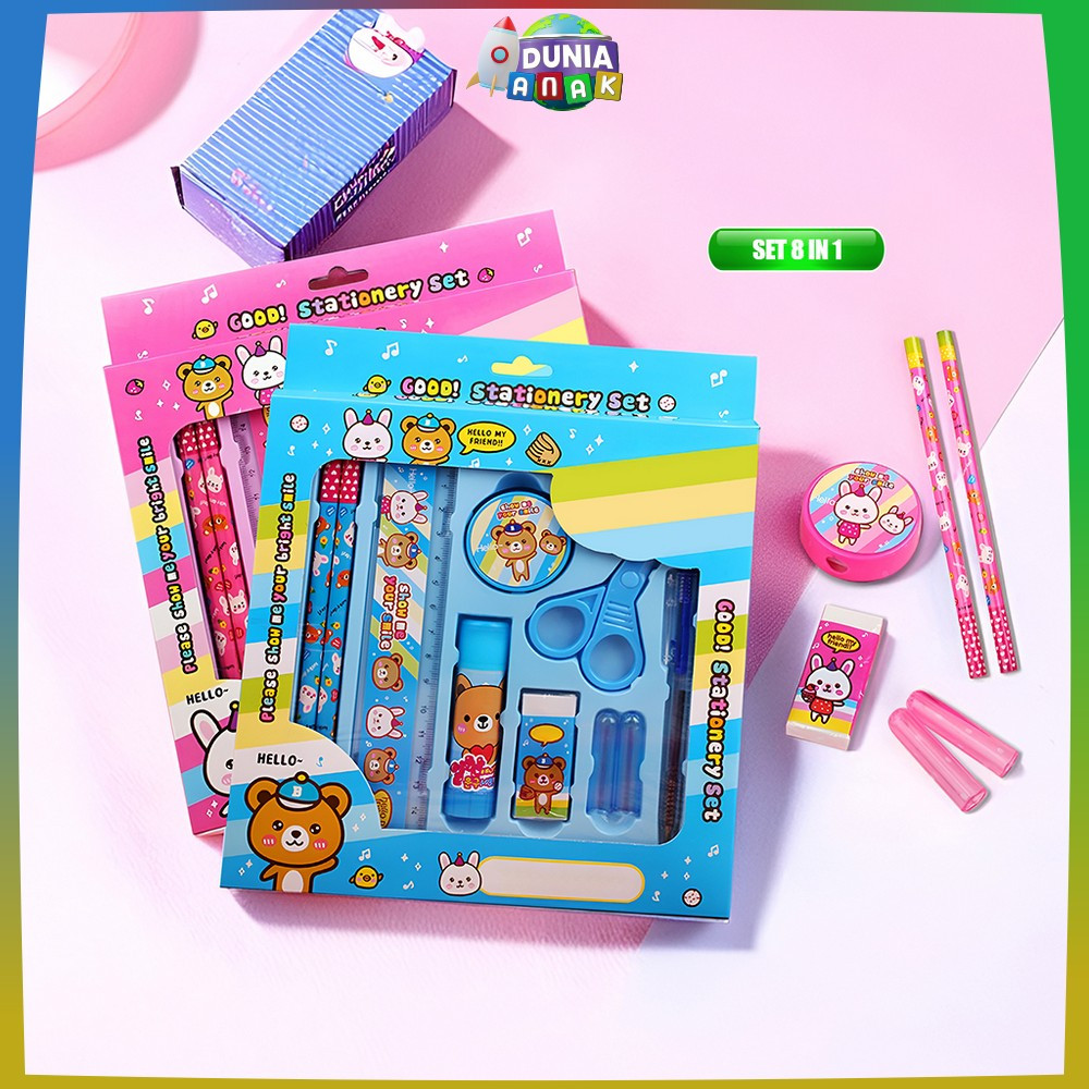 

Alat Tulis Set Anak 8IN1 Karakter Set School Supplies for Child / Paket Alat Tulis Anak TK / Gift Kids Stationery DUNIA ANAK A26