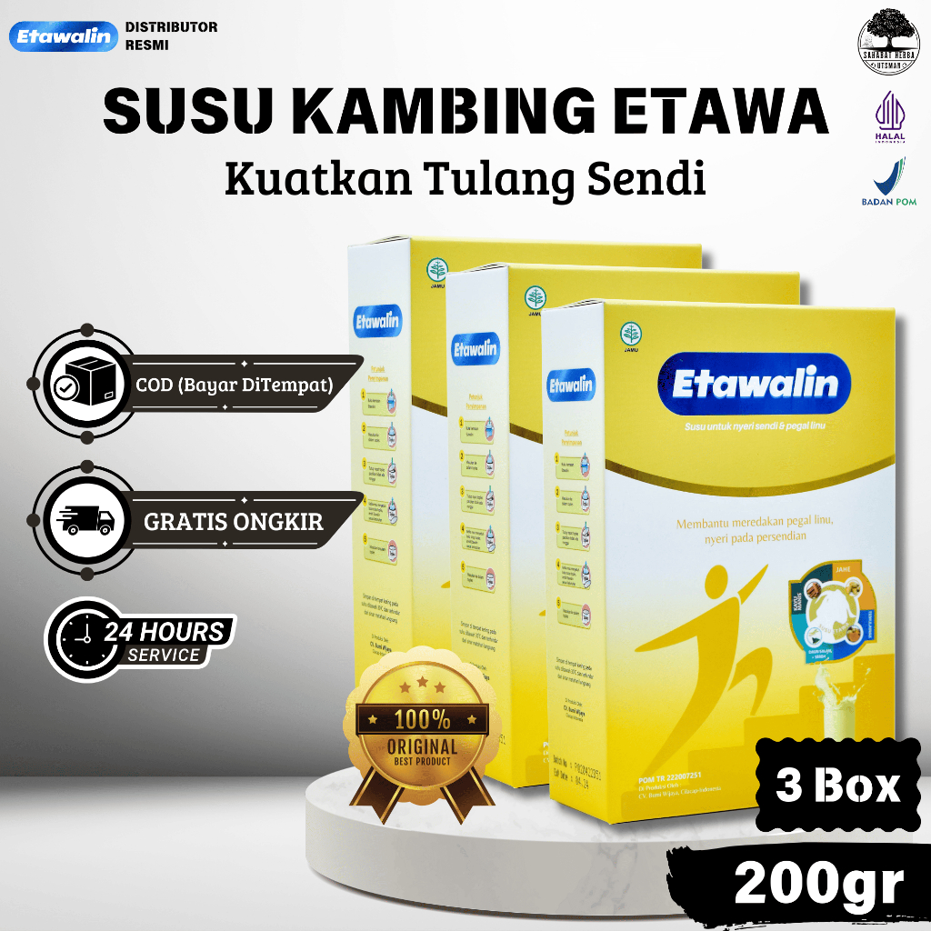 

ETAWALIN 3 Box - Susu Kambing Etawa Untuk Kuatkan Tulang Sendi Bebas Asam Urat Osteoporosis