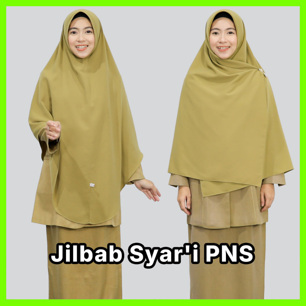 Jilbab Khimar Syar'i PNS / Hijab Harian Dinas ASN / Jilbab Khaki Muda PNS by Hijab Hayuri