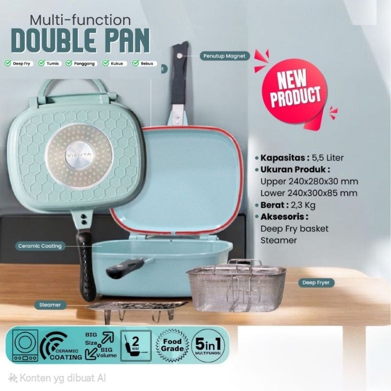 PROMO Multi Function Double Pan Vienta 5 in 1 Panci Multi Fungsi