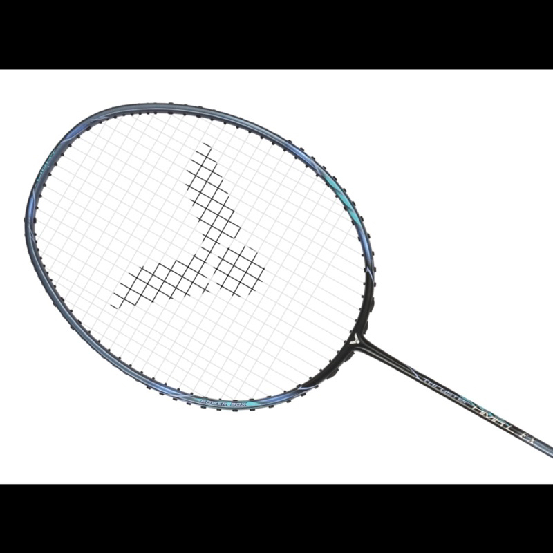 New PAKET KOMPLIT Raket Badminton Victor Thruster K HMR Light EX / TK-HMR L EX H (Iron Blue)