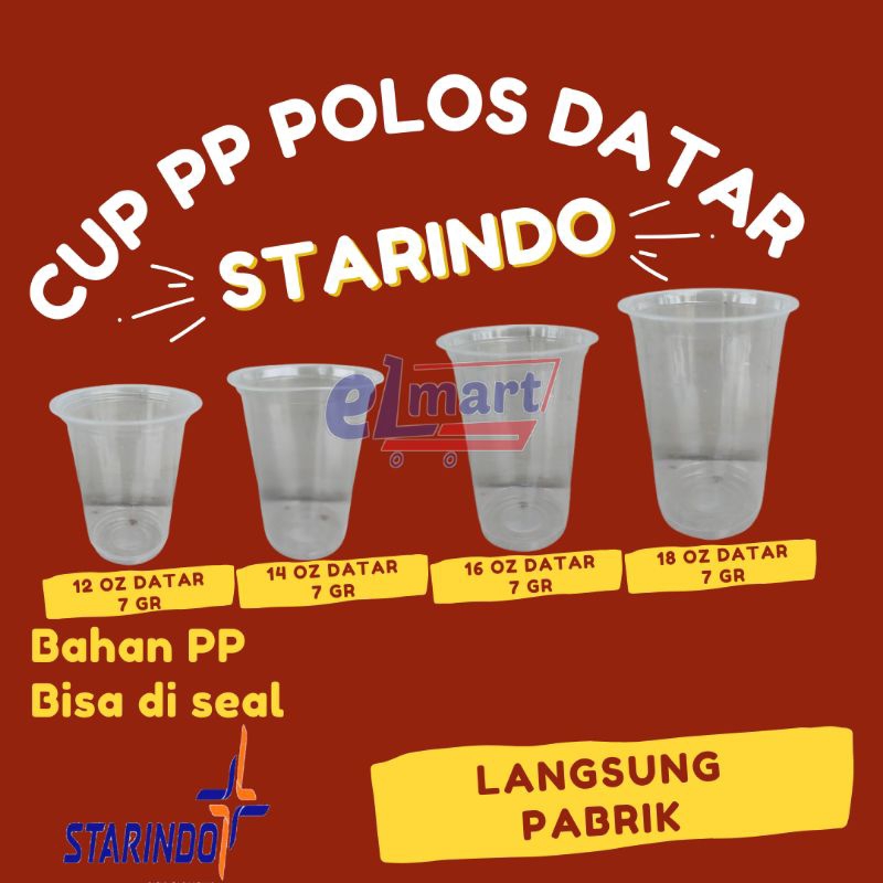 GELAS CUP STARINDO DATAR 7GR 12 OZ, 14 OZ, 16 OZ, 18 OZ, 22 OZ