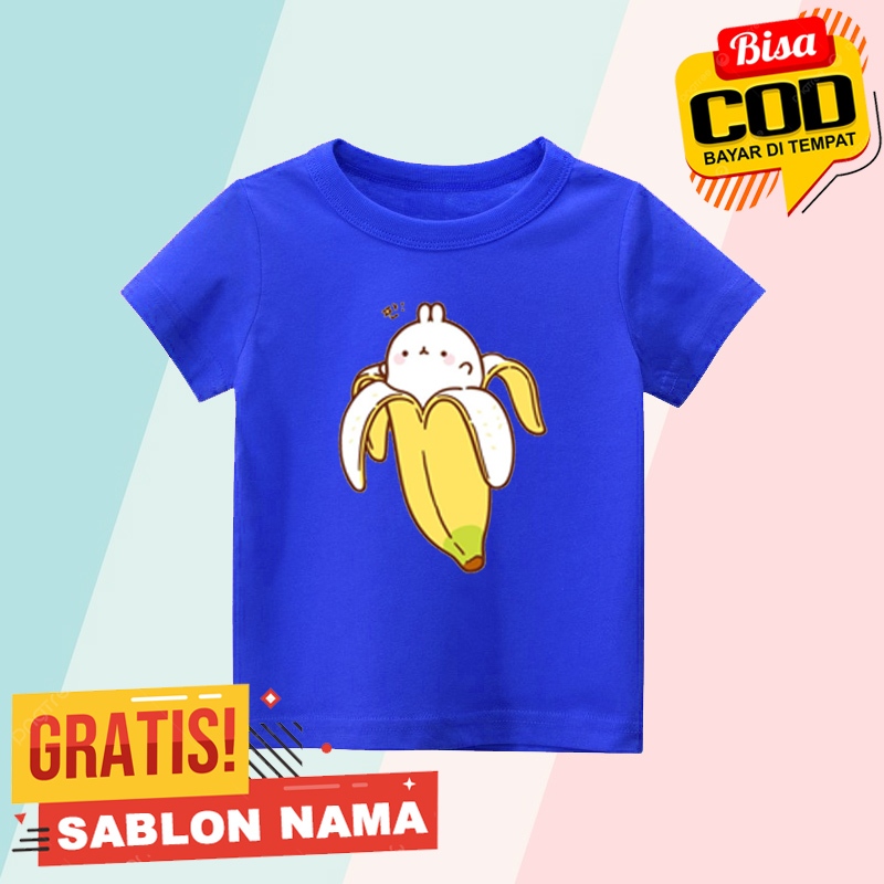 Baju Kaos Anak Molang Banana / Kaos Anak Laki Laki & Perempuan Custom Nama Molang Banana