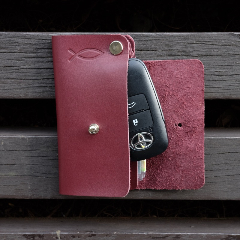 DOMPET KULIT KARTU KUNCI STNK Maroon Key Wallet