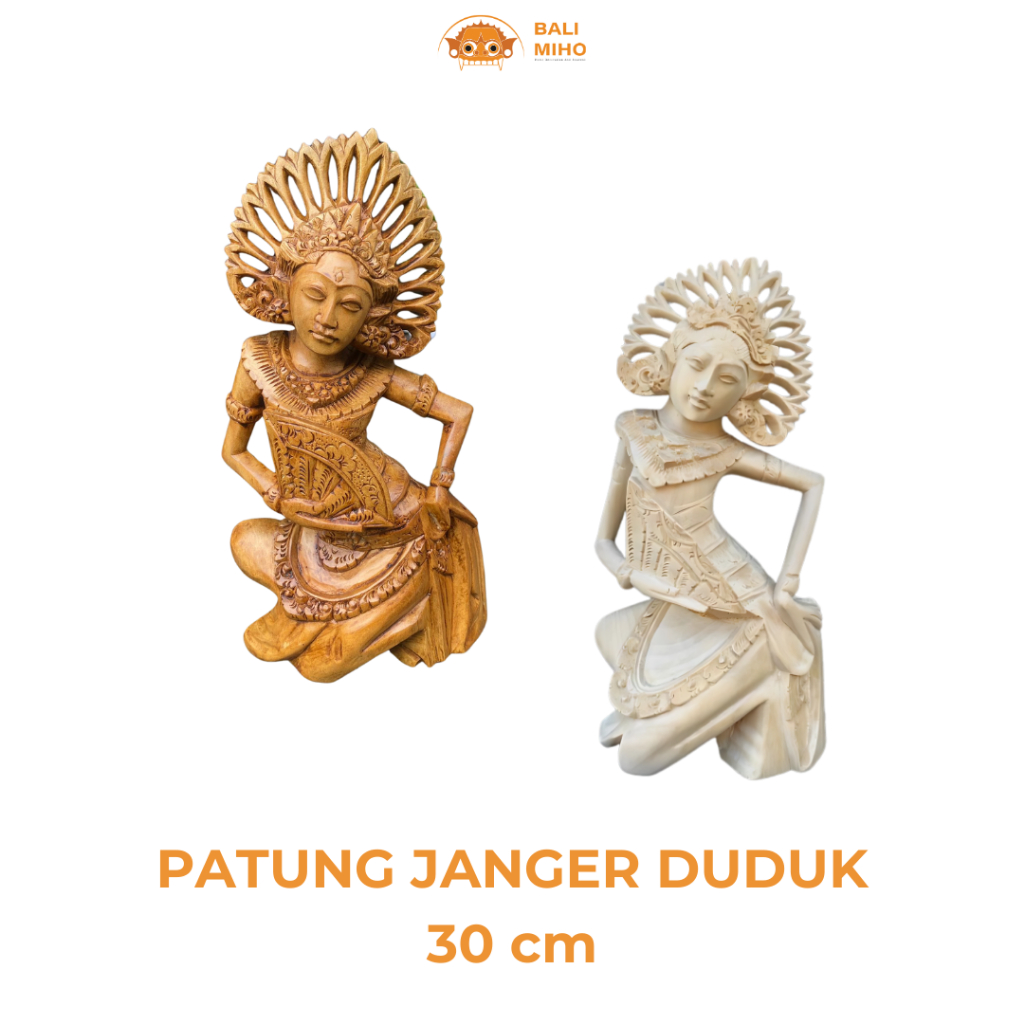 Patung Janger Duduk Bali 30 cm - Patung Penari Bali - Patung Legong - Patung Wanita Bali - Patung Ka