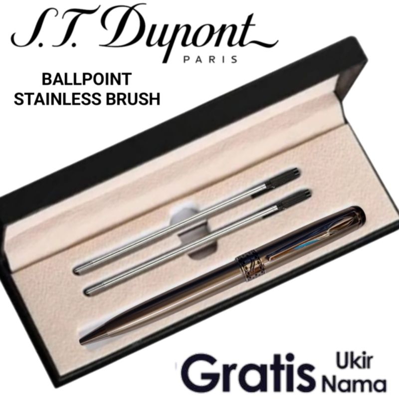 

Ballpoint Giftset Pulpen Mewah St Dupont Stainless Brush 2 Refill Gratis Grafir Nama