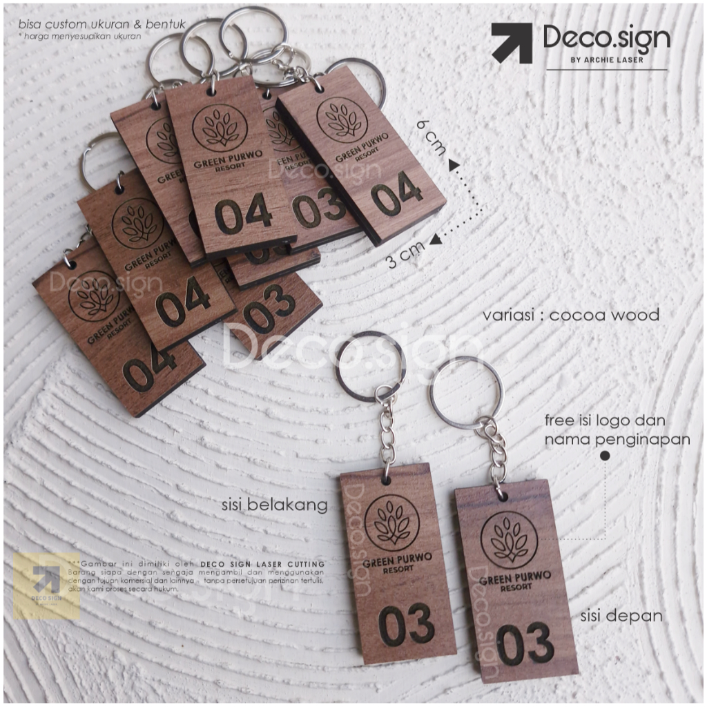 Gantungan Kunci Kayu Hotel / Guest House / Kost / Penginapan / Ganci Murah Ganci Loker