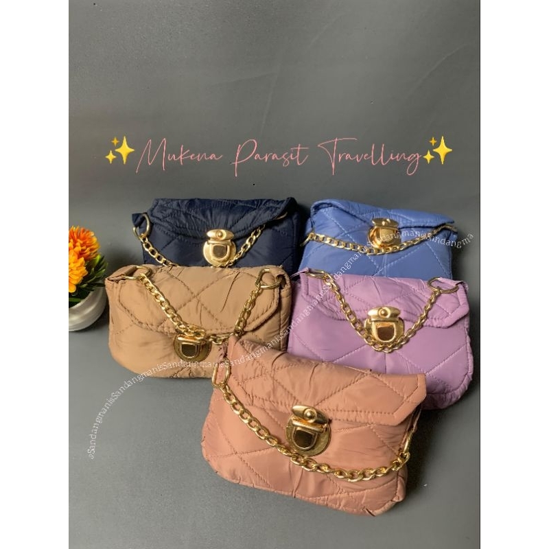 Mukena Parasut Travelling Korea Premium / Mukena 2in1/ Mukena Parasut + Tas Rantai