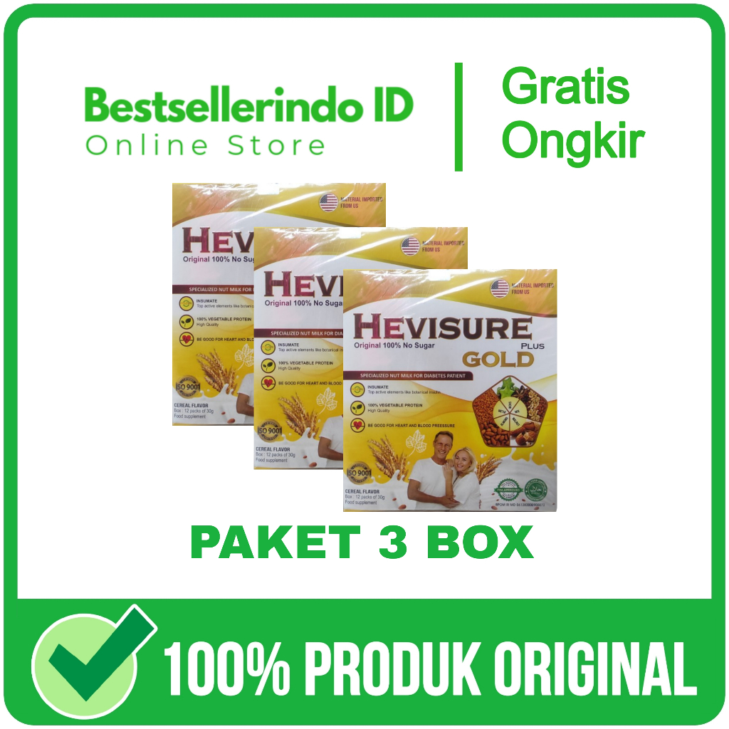 

3 Box Hevisure Gold Asli Original Susu Diabetes Kencing Manis Terlaris