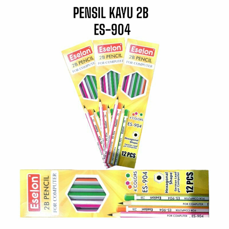 

12pcs PENSIL 2B COLORS ES-904 / ESELON / PENSIL KAYU