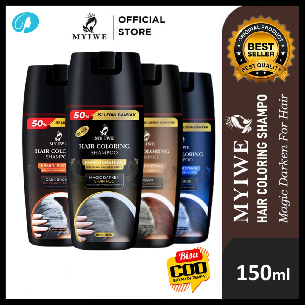 NEW MyIWE Hair Coloring Shampoo My Iwe Penghitam Rambut Putih Penghilang Uban Instant Sampo Anti