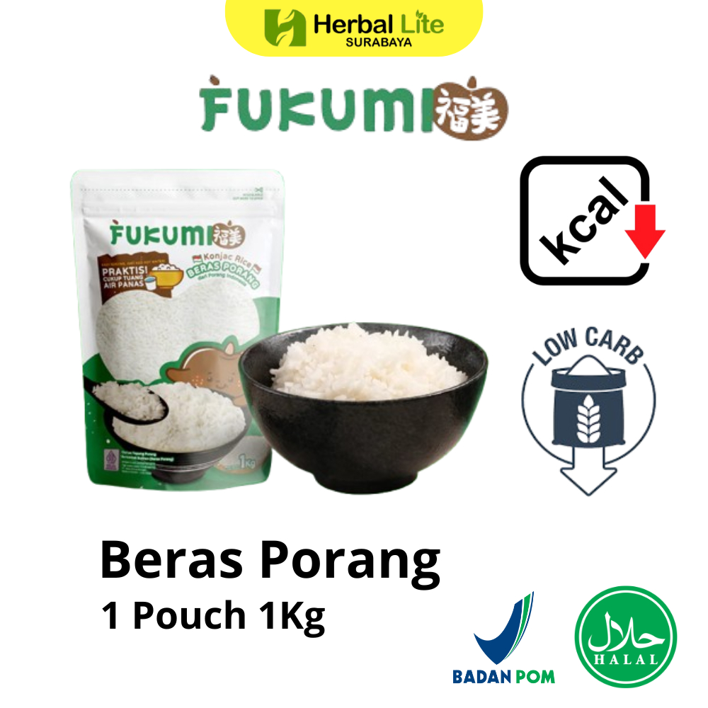 

Beras Porang Pouch 1 Kg Fukumi Konjac Rice / Shirataki Beras Instan