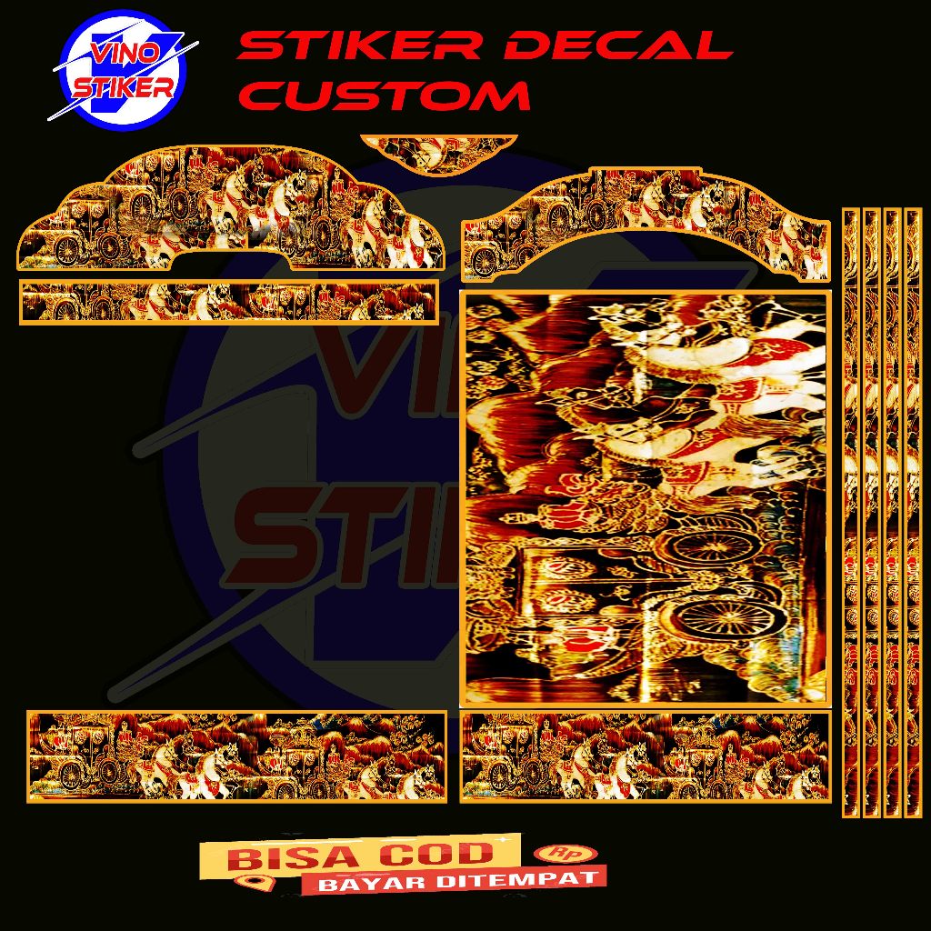 STIKER DECAL SANGKAR BURUNG MODEL KIPASAN MOTIF KERETA KENCANA