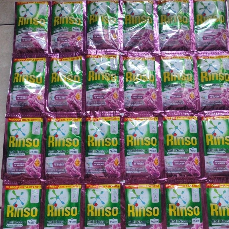 Rinso Cair Ungu Perfume Essence Kemasan 1000an 1 Renceng isi 7 sachet / Deterjen Cair / Perlengkapan
