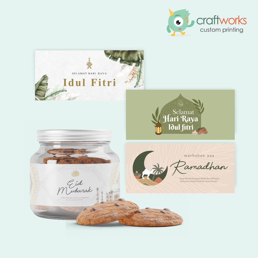 

STICKER IDUL FITRI LEBARAN TOPLES KUE KERING - 10 x 4,5 cm ISI 24 PCS