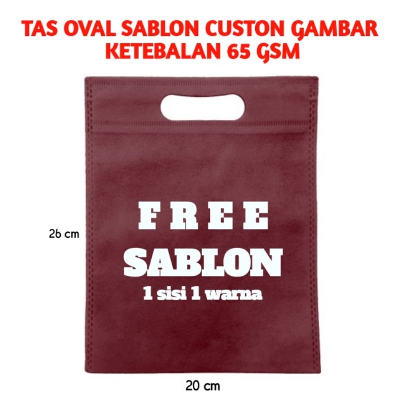 

tas oval ukuran 20×26 sablon custom suka suka