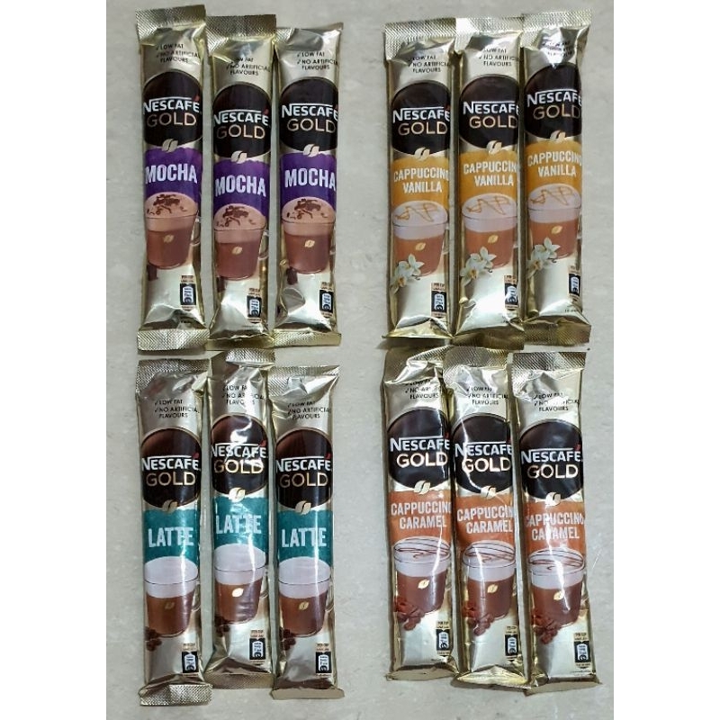 

Nescafe Gold Mocha / Cappuccino Vanilla / Latte / Cappuccino Caramel / Minuman Impor Mesir