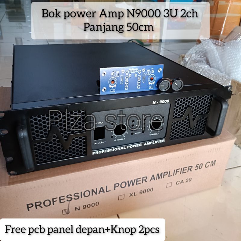 Bok power amp tipe N9000 3U 2chanel Panjang 50cm plat tebal warna hitam