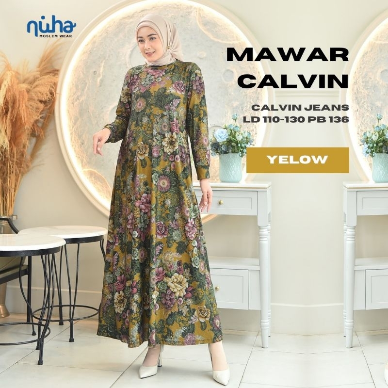 Baju Gamis Jumbo XXXL Terbaru Motif Ranting Bunga Bunga Cantik calvin Jeans Ld 110 120 130 Mawar