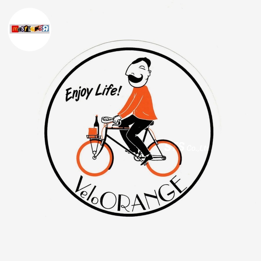 

sticker Velo Orange enjoy life logo rounded stiker cyclist