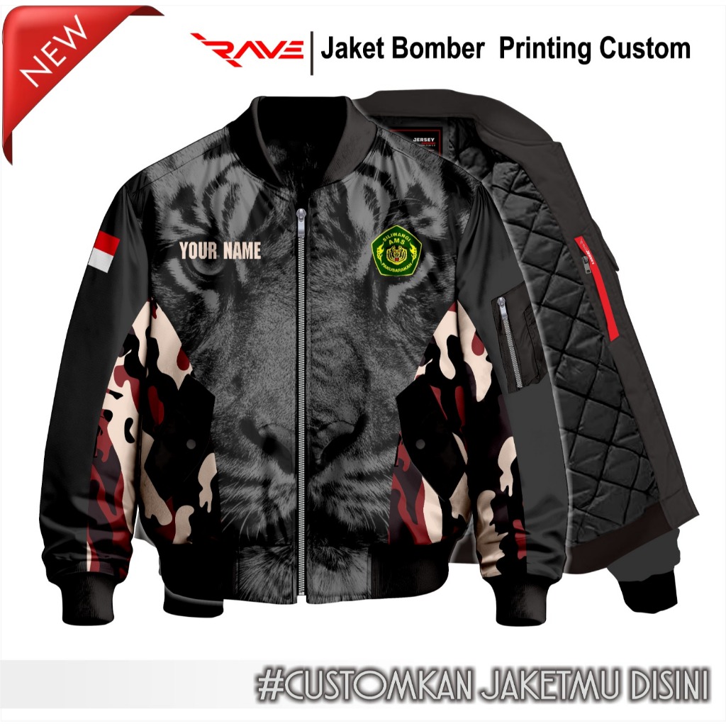 JAKET BOMBER  TNI AD PRINTING CUSTOM  JAKET BOMBER TNI AU RAVEJERSEY