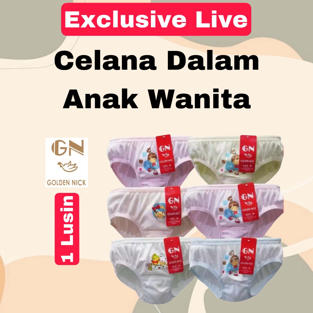 12pcs CD CELANA DALAM WANITA GOLDEN NICK ANAK CEWEK PEREMPUAN