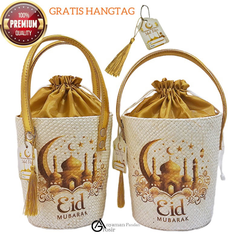 

Tas hampers EMBER PUTIH DECOUPAGE GG GOLD KAIN MARBEL GRATIS HANGTAG parcel lebaran idul fitri